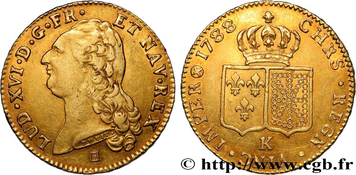 LOUIS XVI Double louis d’or aux écus accolés 1788 Bordeaux TTB/TTB+