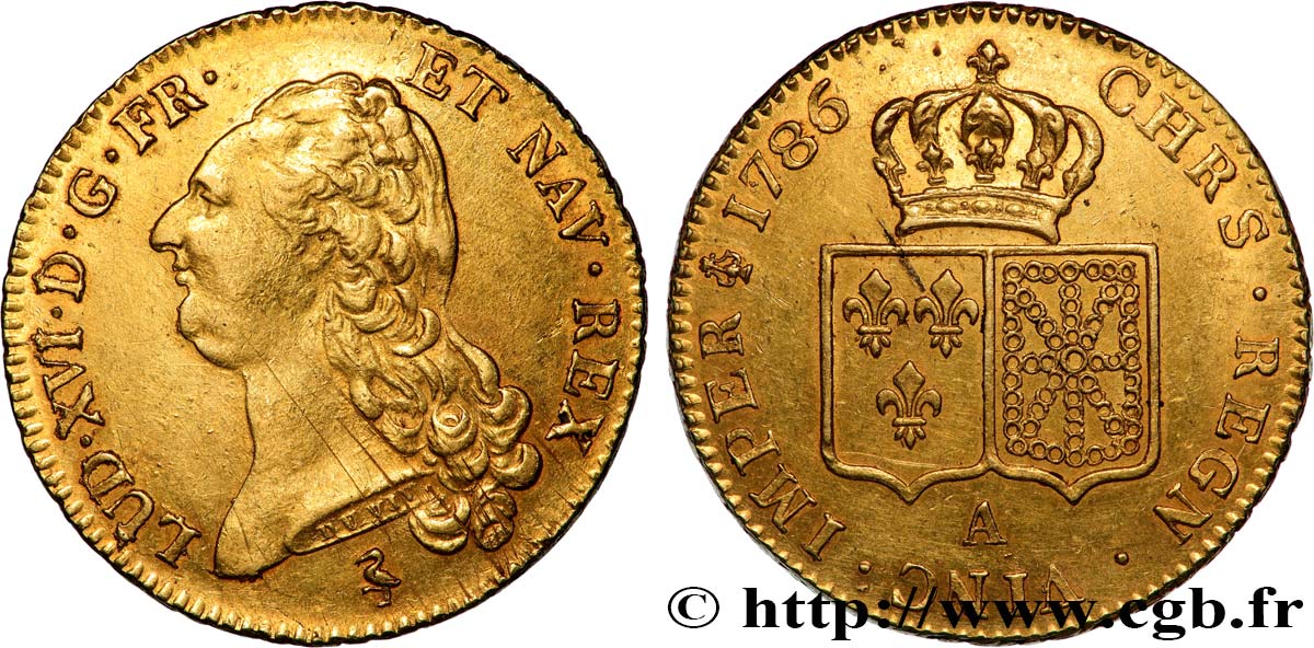 LOUIS XVI Double louis d’or aux écus accolés 1786 Paris q.SPL