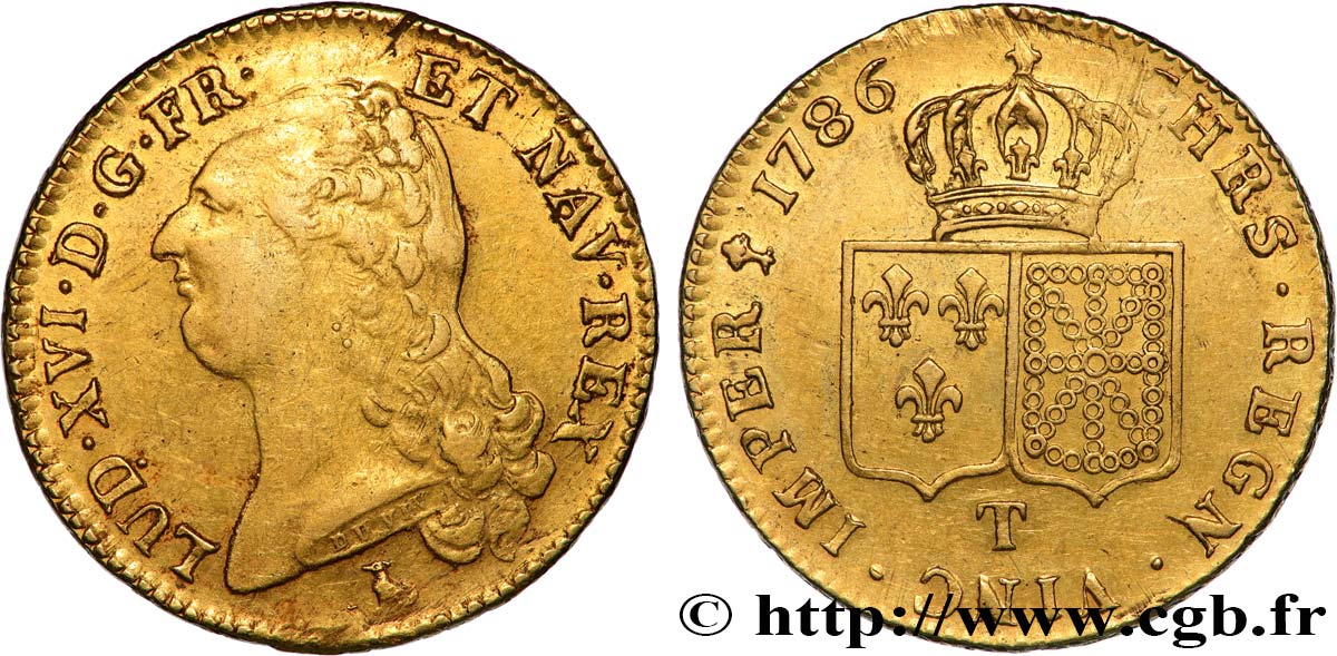 LOUIS XVI Double louis d’or aux écus accolés 1786 Nantes MBC+