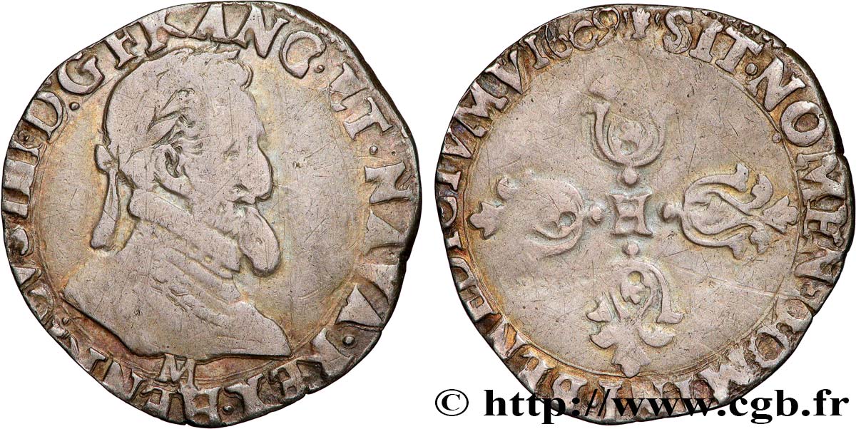 HENRI IV LE GRAND Quart de franc, type de Toulouse 1609 Toulouse TB/TB+