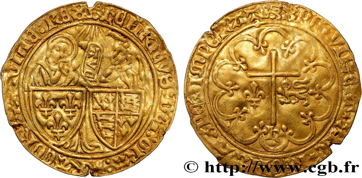 HENRY VI DE LANCASTRE - ROI DE FRANCE (1422-1453) - ROI D ANGLETERRE (1422-1461) et (1470-1471) Salut d or n.d. Rouen TB+