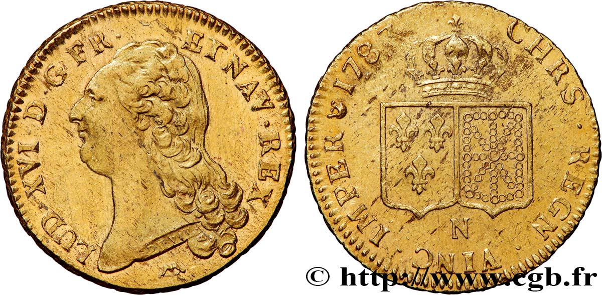 LOUIS XVI Double louis d’or aux écus accolés 1787 Montpellier q.SPL