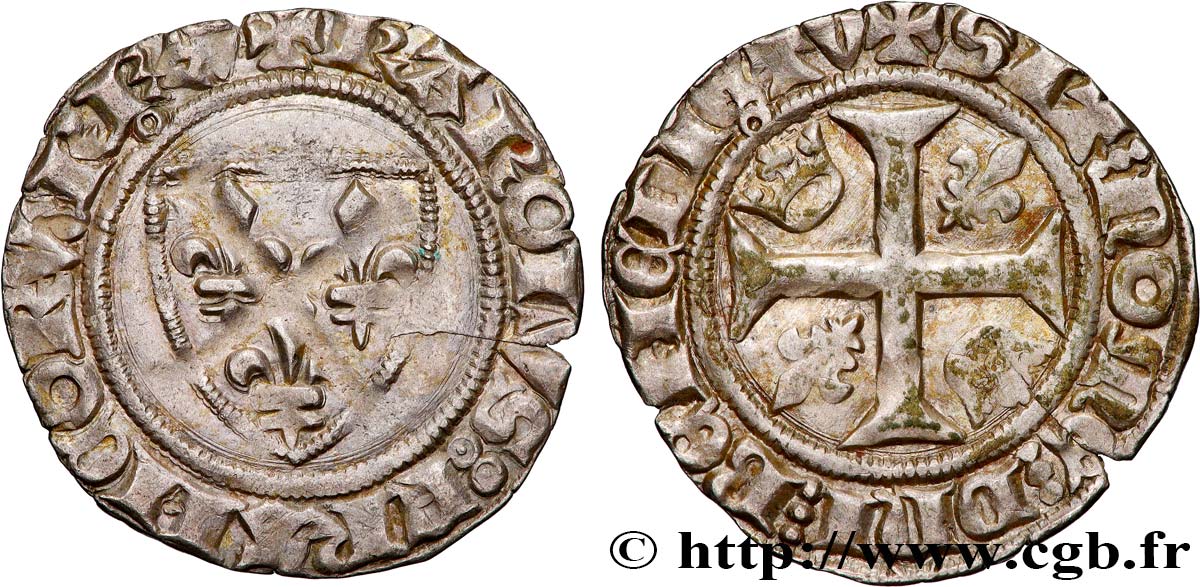 CHARLES VI LE FOU OU LE BIEN AIMÉ Blanc dit &nbsp;guénar&nbsp; n.d. Saint-Quentin TTB