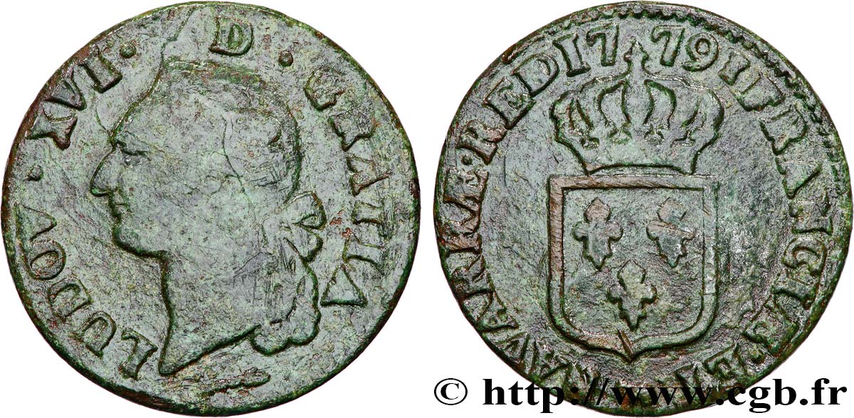 LOUIS XVI Sol dit &nbsp;à l&nbsp;écu&nbsp; de Béarn 1779 Pau B+