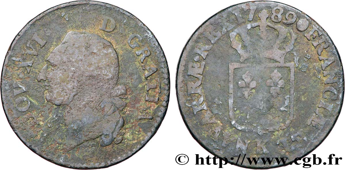 LOUIS XVI Sol dit  à l écu  1789 Bordeaux TB