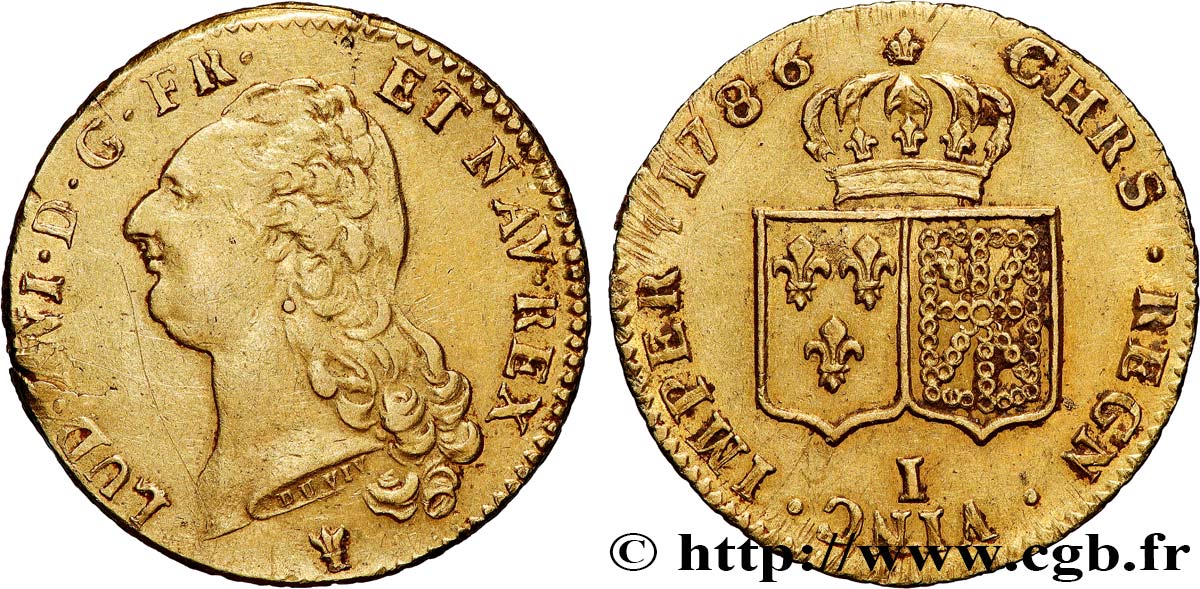 LOUIS XVI Double louis d’or aux écus accolés 1786 Limoges MBC