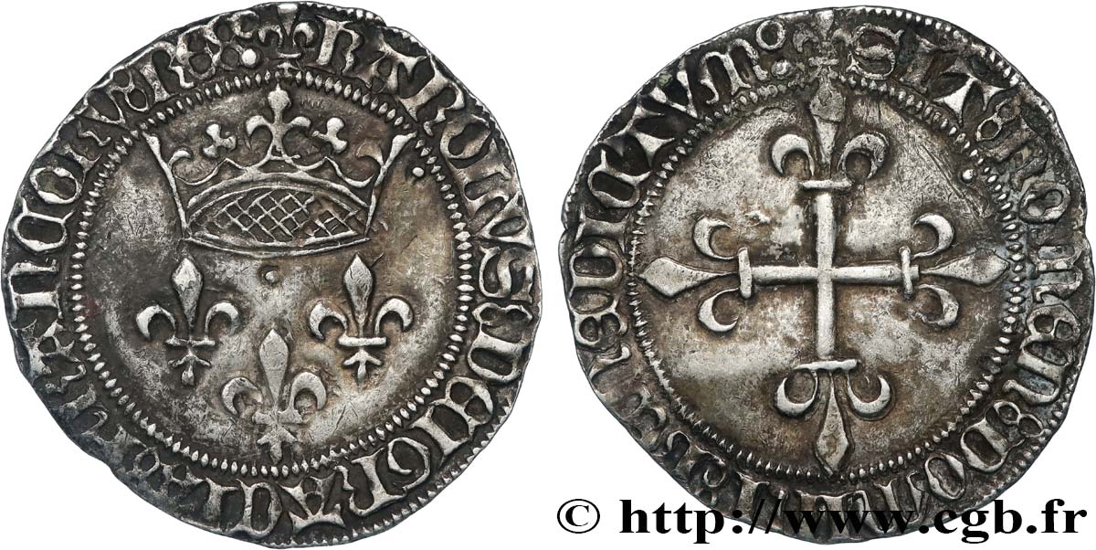 CHARLES VII LE BIEN SERVI / THE WELL-SERVED Gros de roi dit de  Jacques Cœur  25/05/1447 Montpellier AU