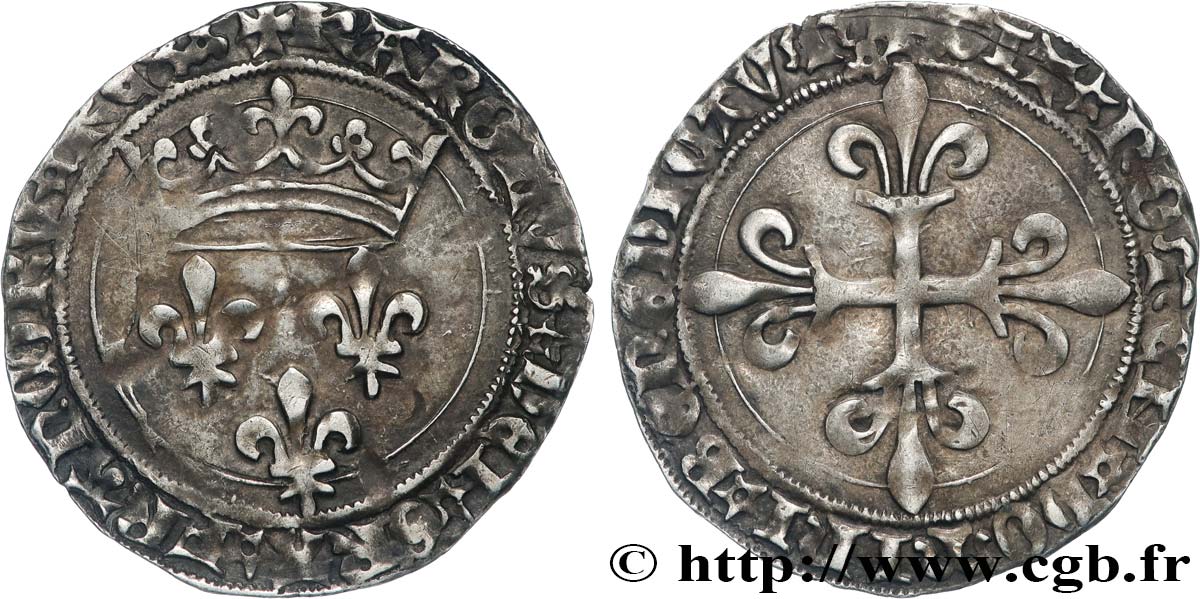 CHARLES VII LE BIEN SERVI / THE WELL-SERVED Gros de roi dit de  Jacques Cœur  26/05/1447 Lyon XF