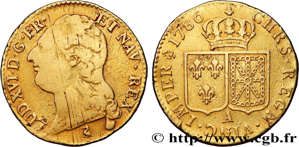 LOUIS XVI Louis d&nbsp;or aux écus accolés 1786 Paris MB/q.BB