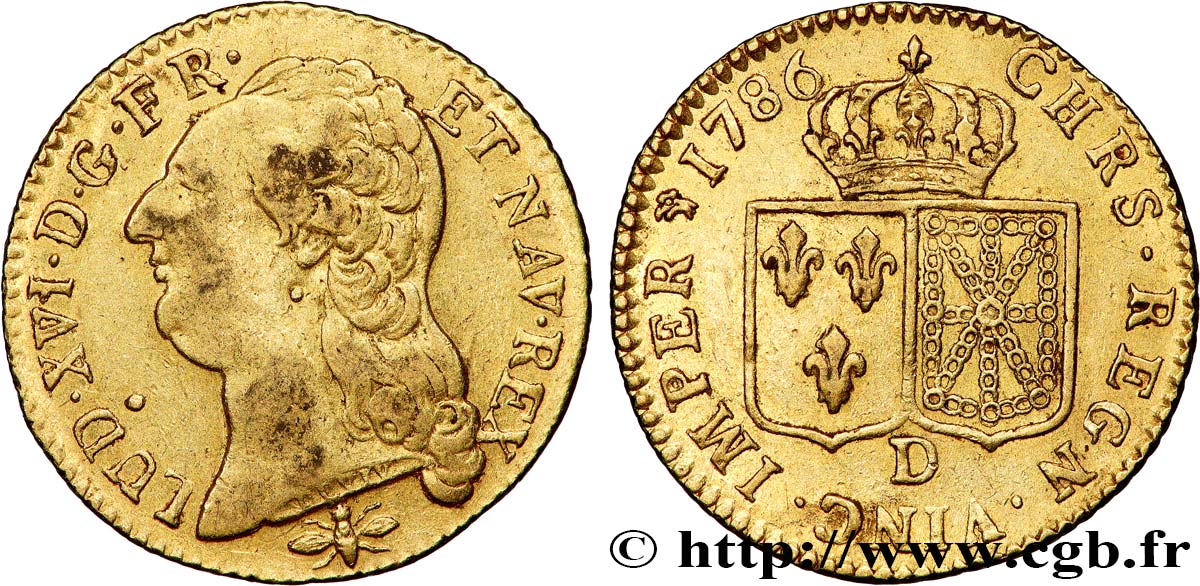 LOUIS XVI Louis d&nbsp;or aux écus accolés 1786 Lyon BB/q.SPL