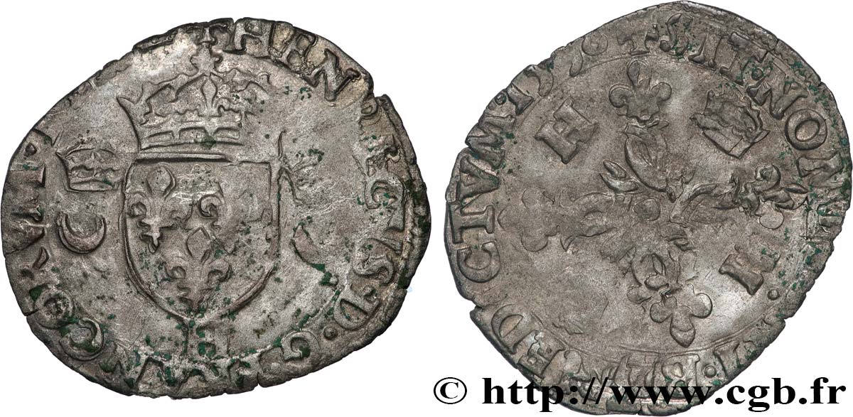 HENRY II Douzain aux croissants 1550 La Rochelle fSS