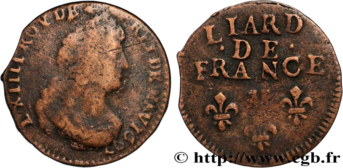 LOUIS XIV LE GRAND OU LE ROI SOLEIL Liard, 3e type, buste âgé 1697 Toulouse TB