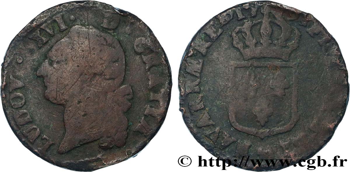 LOUIS XVI Sol dit &nbsp;à l&nbsp;écu&nbsp; de Béarn 1779 Pau B+