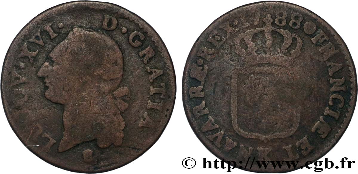LOUIS XVI Sol dit  à l écu  1788 Bordeaux TB