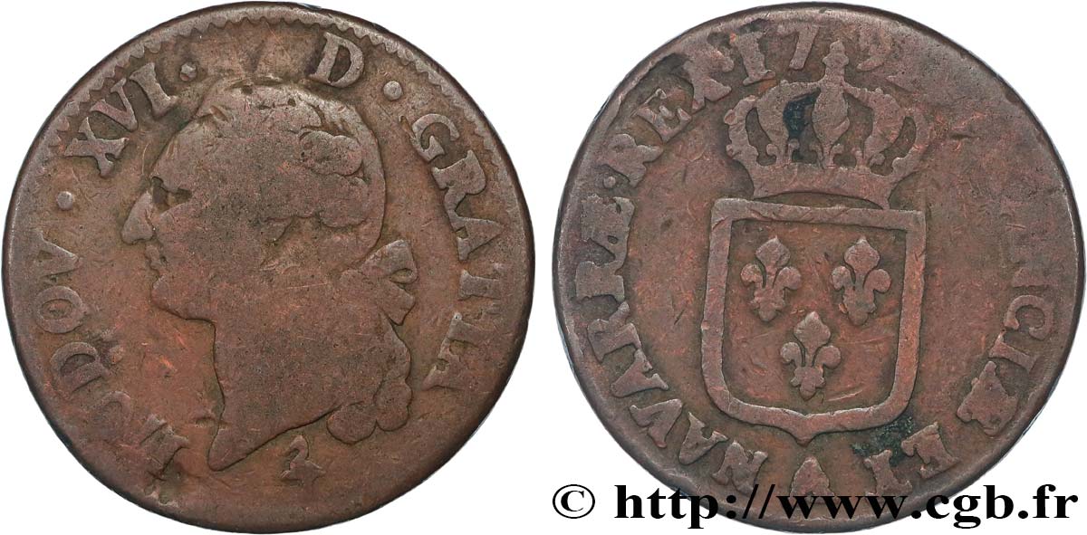LOUIS XVI Sol dit &nbsp;à l&nbsp;écu&nbsp; 1791 Paris TB+