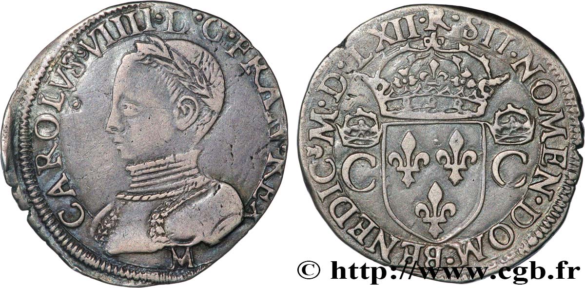 CHARLES IX Teston, 2e type 1562 Toulouse TTB