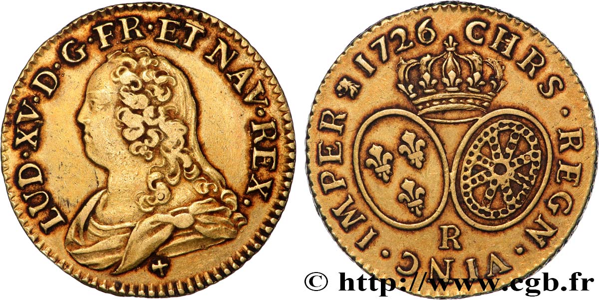 LOUIS XV DIT LE BIEN AIMÉ Louis d or aux écus ovales, buste habillé 1726 Orléans TTB