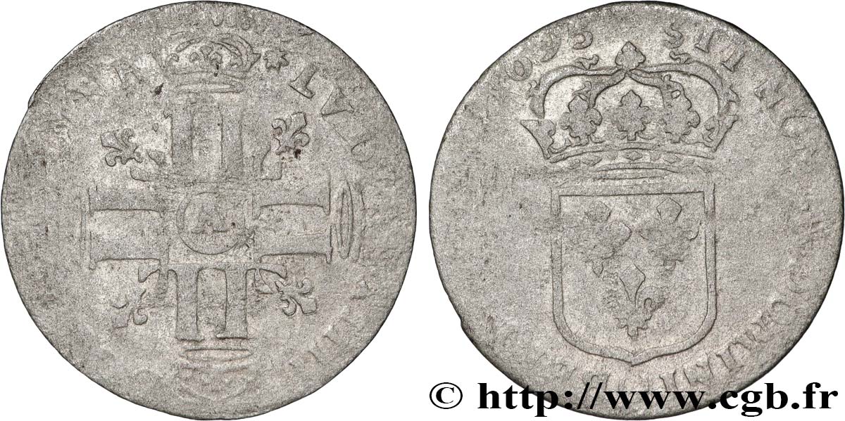 LOUIS XIV LE GRAND OU LE ROI SOLEIL Quinzain aux huit L 1695 Paris TB