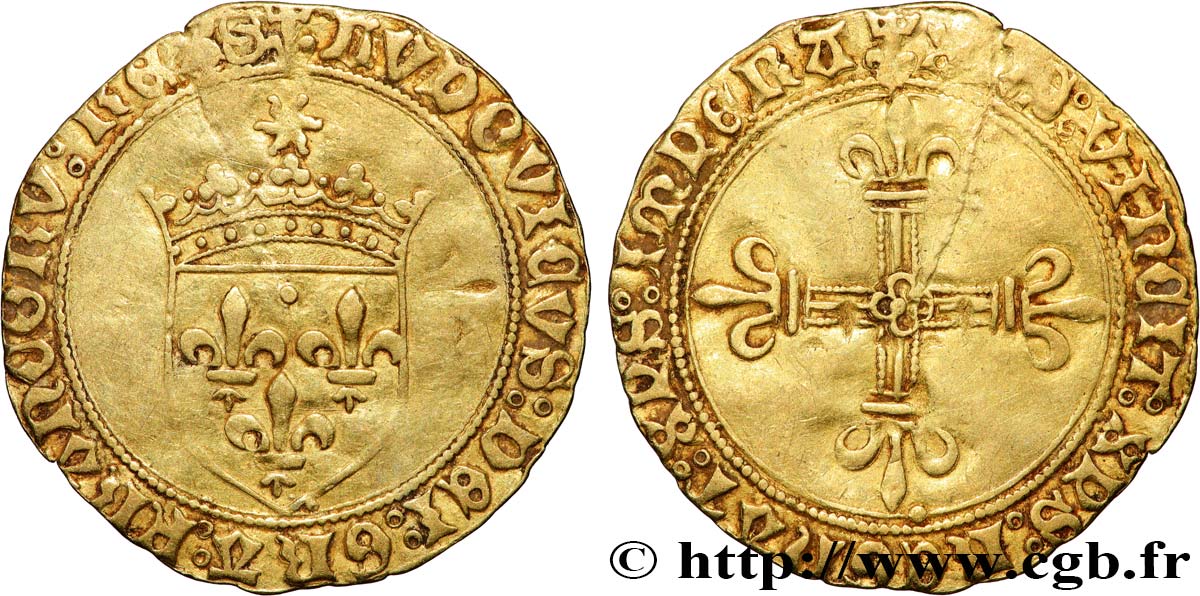 LOUIS XII  Écu d or au soleil 25/04/1498 Troyes XF