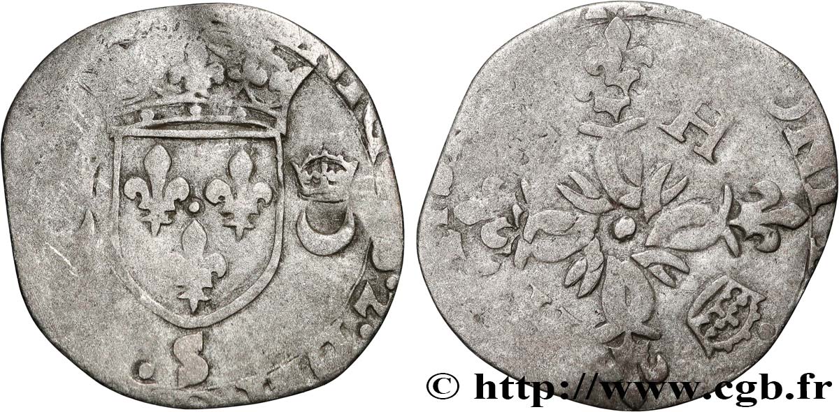 HENRI II Douzain aux croissants n.d. Troyes TB