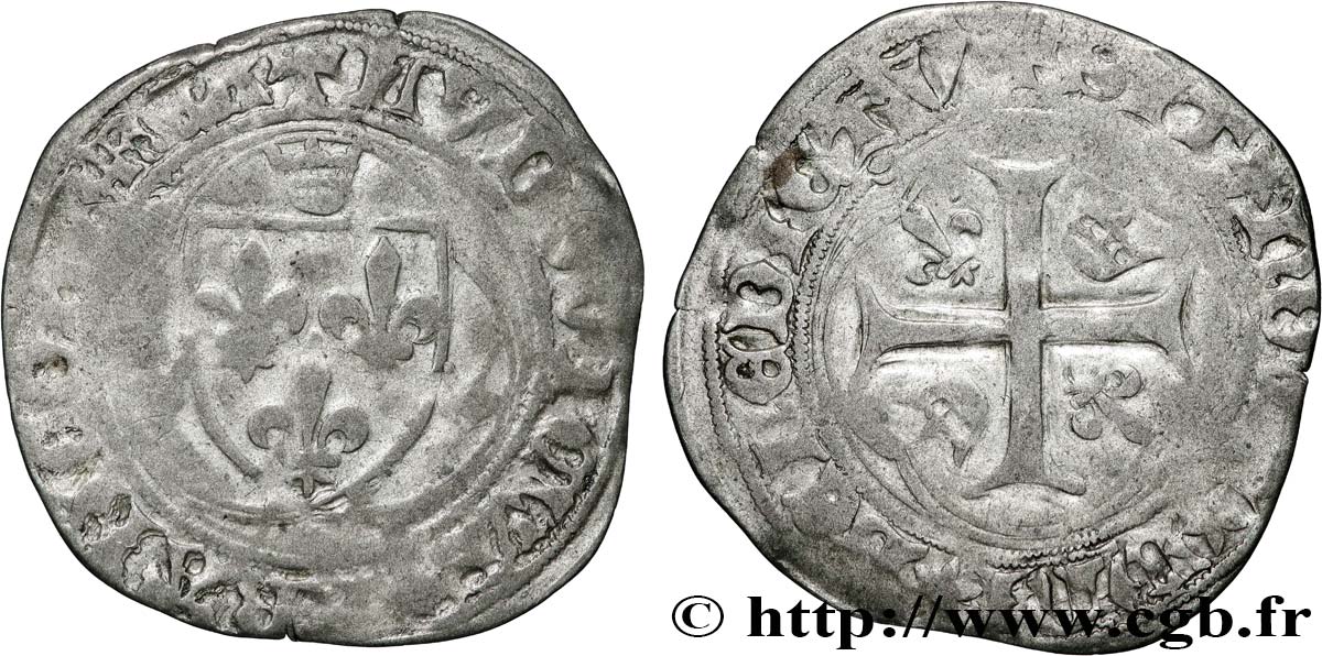 LOUIS XI LE PRUDENT Blanc à la couronne n.d. Paris TB+