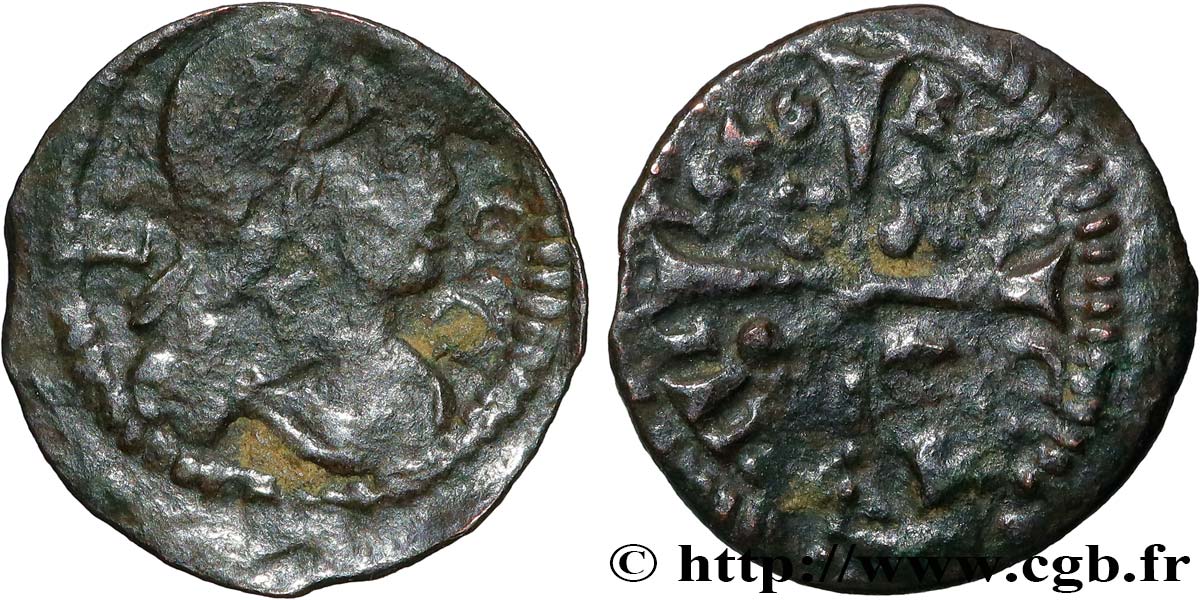 SPAIN - BARCELONA - LOUIS XIV  THE SUN KING  Denier 1646 Barcelone VF