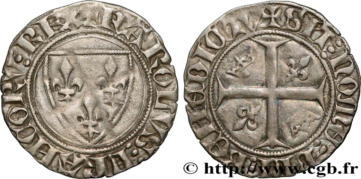 CHARLES VI LE FOU OU LE BIEN AIMÉ Blanc dit &nbsp;guénar&nbsp; n.d. s.l. TTB/TB+
