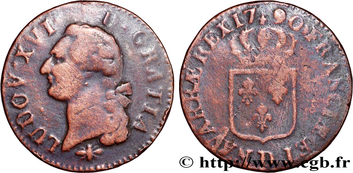 LOUIS XVI Sol dit  à l écu  1790 Lyon B+