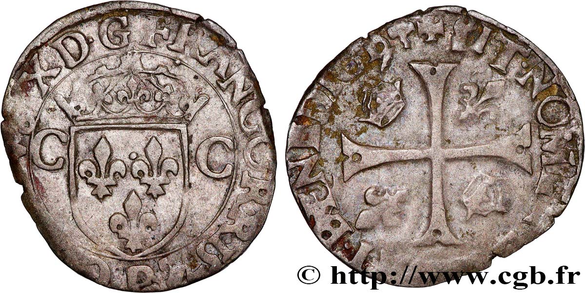 CHARLES IX Douzain aux deux C, 1er type 1574 Dijon TB+