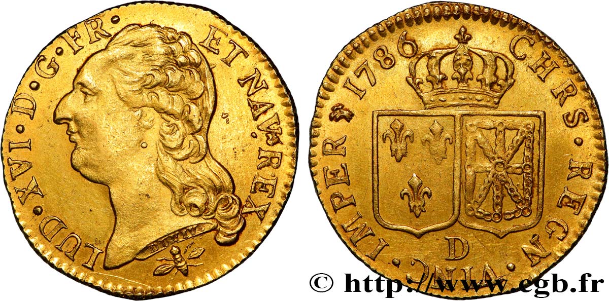 LOUIS XVI Louis d or aux écus accolés 1786 Lyon AU