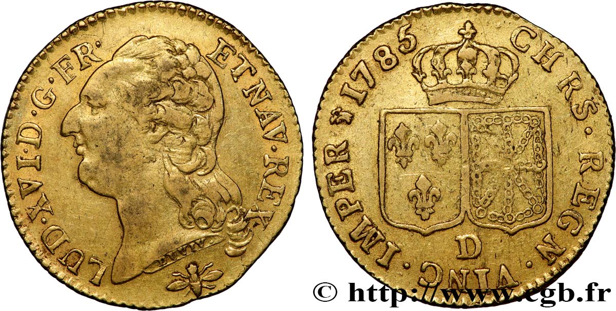 LOUIS XVI Louis d or dit  aux écus accolés  1785 Lyon XF