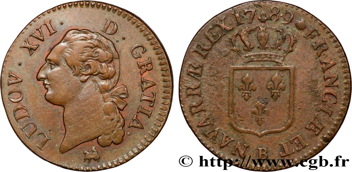 LOUIS XVI Sol dit &nbsp;à l&nbsp;écu&nbsp; 1789 Rouen TTB