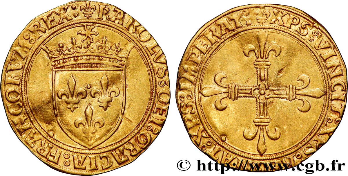 CHARLES VIII Écu d or au soleil n.d. Paris TTB+