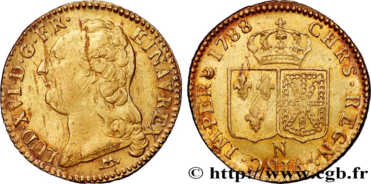 LOUIS XVI Louis d or aux écus accolés 1788 Montpellier XF