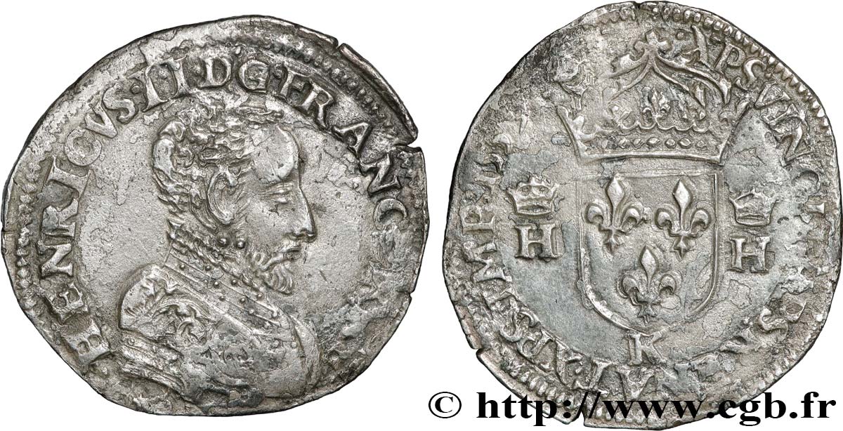 FRANCIS II. COINAGE AT THE NAME OF HENRY II Teston à la tête nue, 3e type 1559 Bordeaux XF/VF