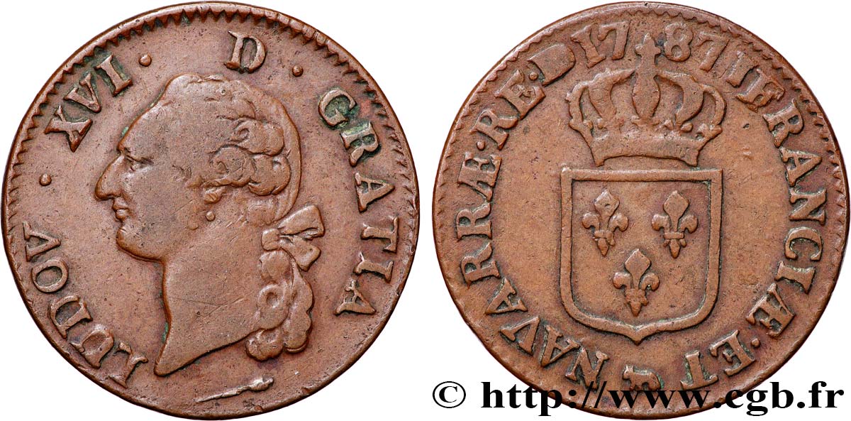 LOUIS XVI Sol dit  à l écu  de Béarn 1787 Pau TB+