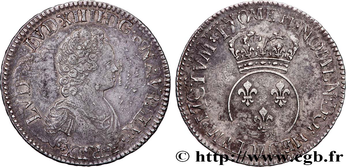 LOUIS XV DIT LE BIEN AIMÉ Écu dit “vertugadin” n.d. s.l. TTB