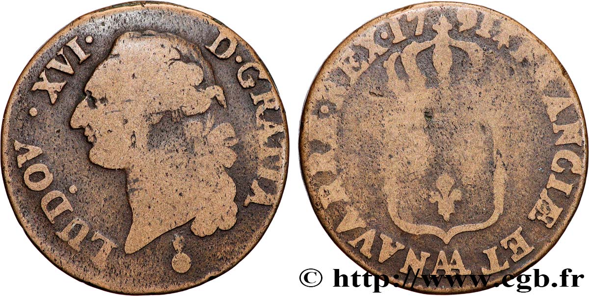 LOUIS XVI Sol dit  à l écu  1791 Metz TB+