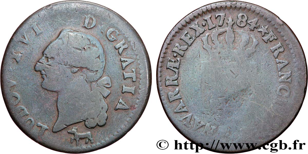 LOUIS XVI Sol dit &nbsp;à l&nbsp;écu&nbsp; 1784 Orléans TB
