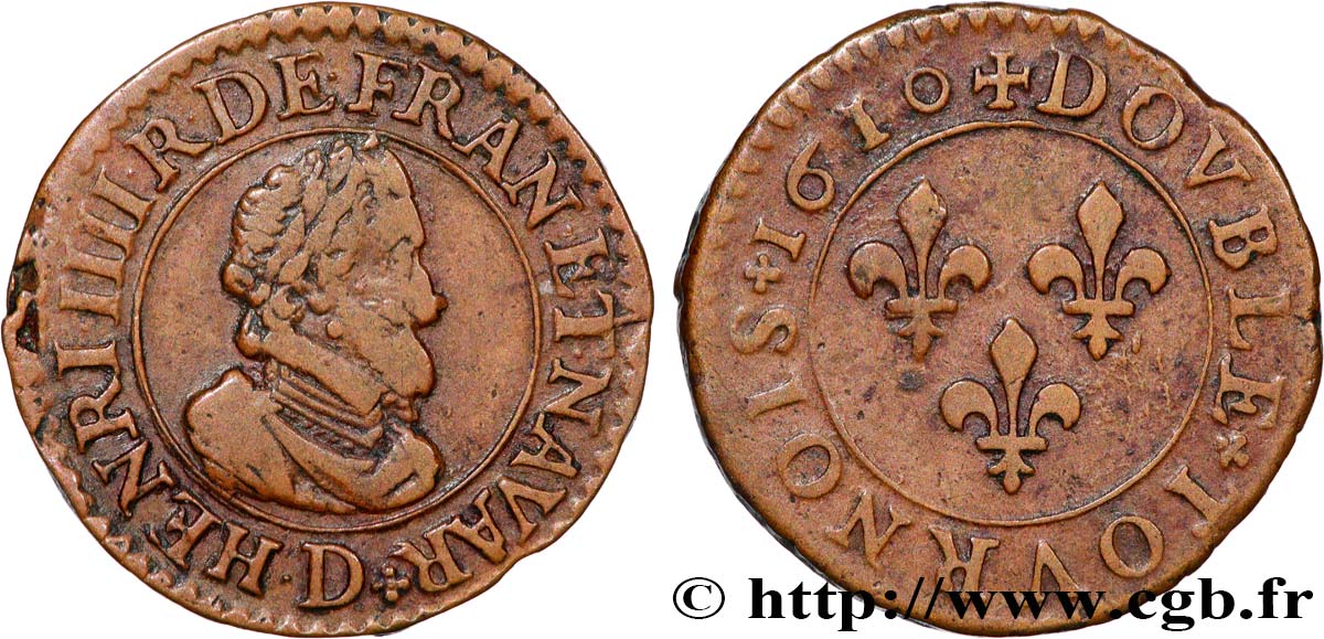 HENRI IV LE GRAND Double tournois, 2e type 1610 Lyon bry_862681 Royales ...