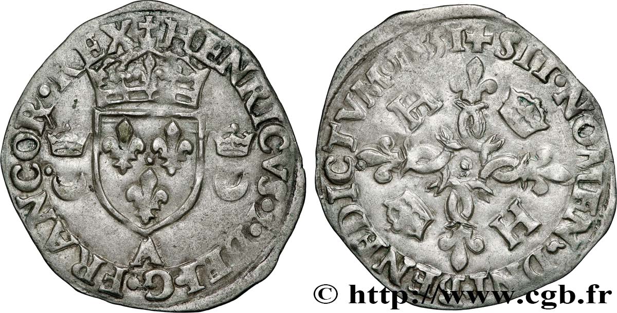 HENRI II Douzain aux croissants 1551 Paris TTB