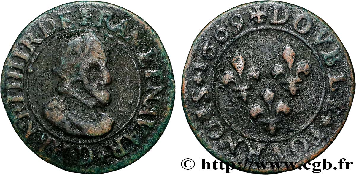 HENRY IV Double tournois 1609 Lyon BC