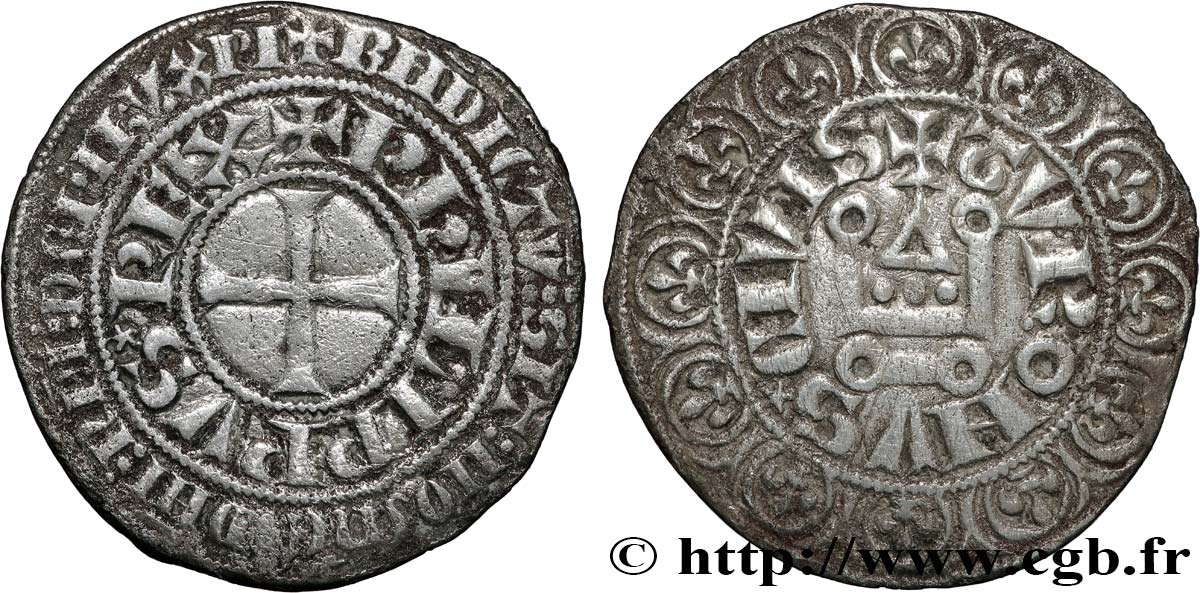 PHILIPPE IV LE BEL Gros tournois à l&nbsp;O rond c.1302-1303  TTB