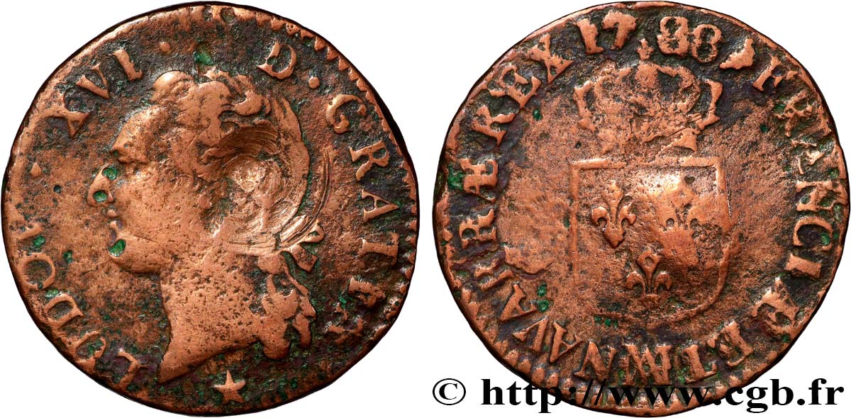 LOUIS XVI Demi-sol dit  à l écu  1788 Marseille VF