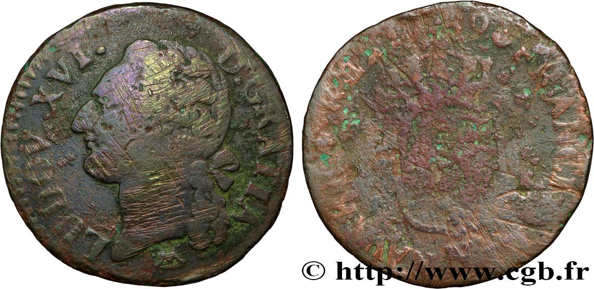 LOUIS XVI Demi-sol dit  à l écu  1789 Montpellier B+