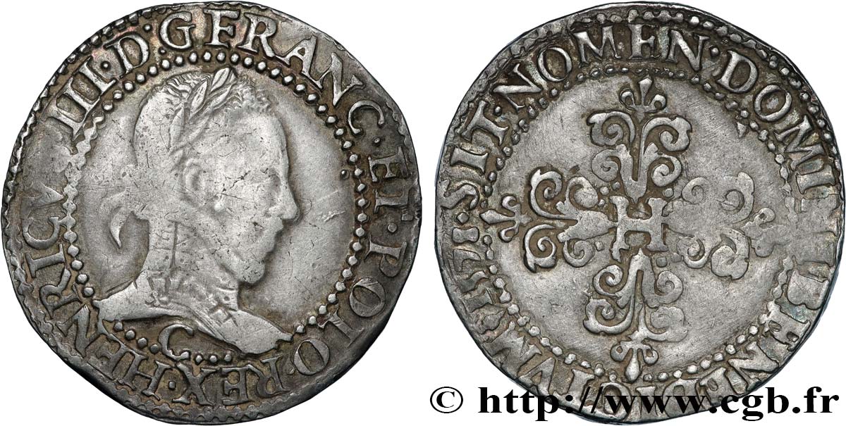 HENRY III Franc au col plat 1578 Saint-Lô BB