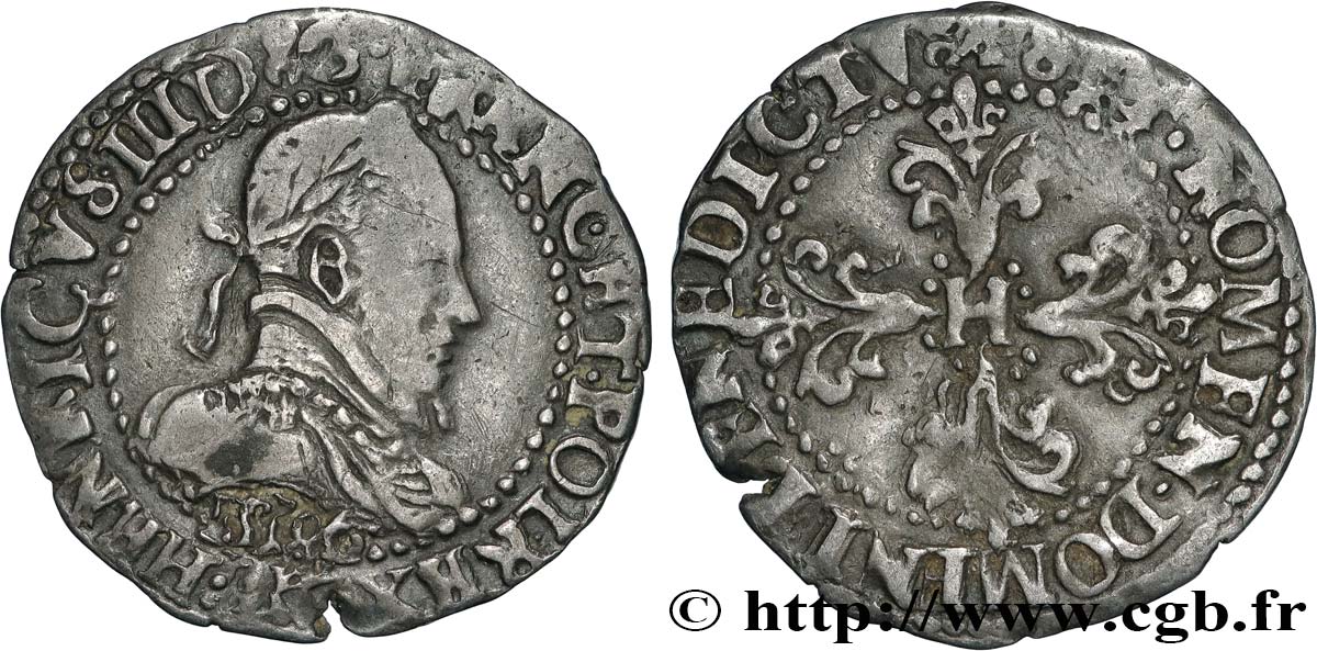 HENRY III Quart de franc au col plat 1586 Bordeaux q.SPL/BB