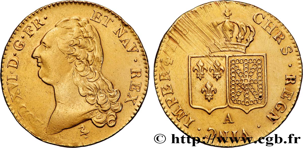 LOUIS XVI Double louis d’or aux écus accolés n.d. Paris TTB/TTB+