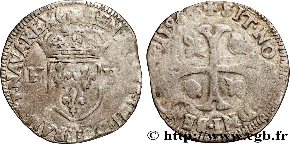 HENRI IV LE GRAND Douzain aux deux H, 2e type 1596 Aix-en-Provence TB+
