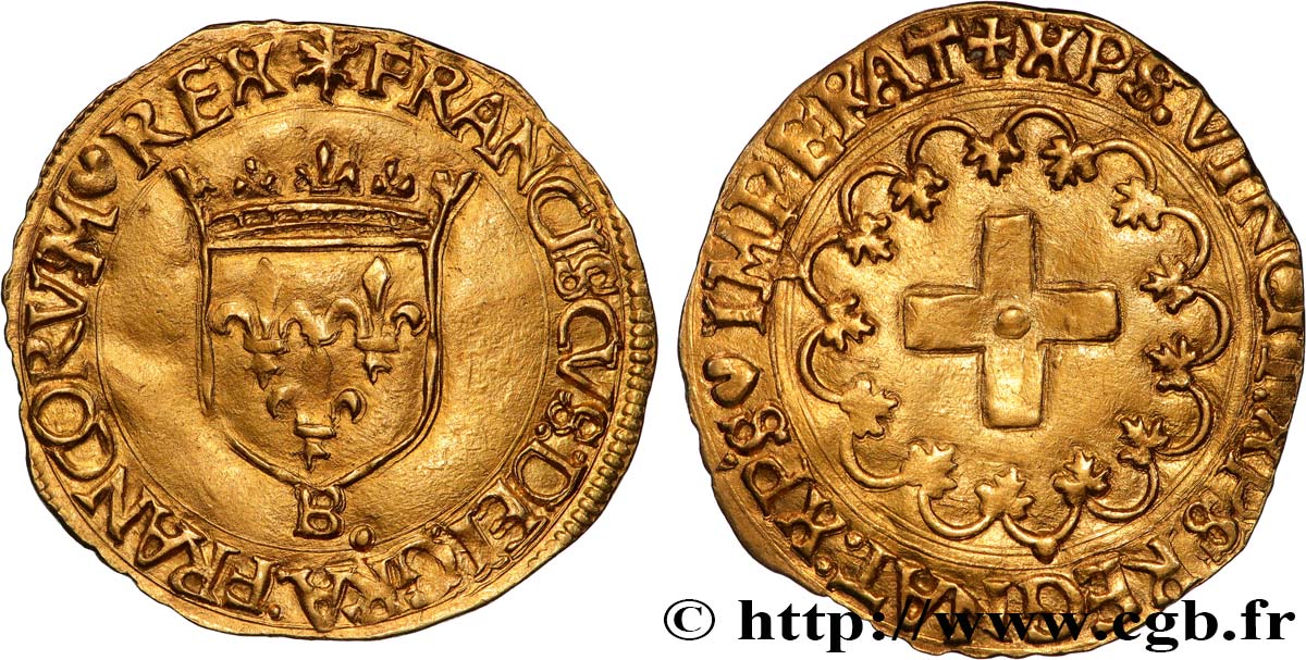 FRANCIS I Écu d or à la croisette, 1er type 19/03/1541 Rouen XF/AU